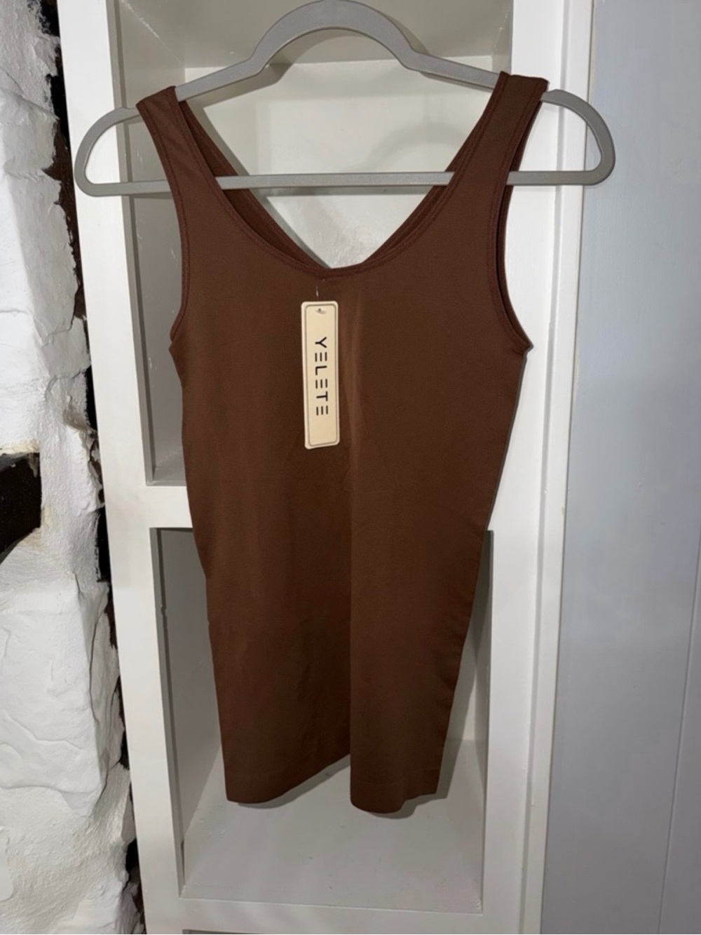 Yelete Brown Scoop Neck Tank Top